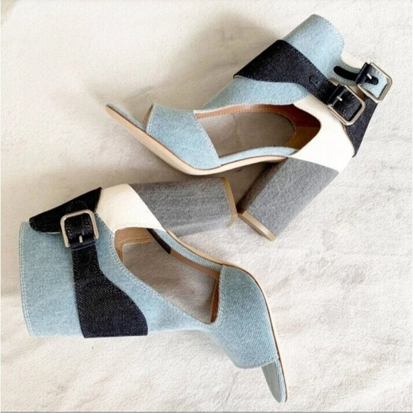 Laurence Dacade Rush Denim Peep Toe Ankle Booties Size EU 37/USA 6.5 - Picture 2 of 13